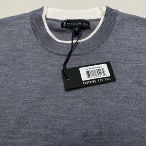 American Tall Sweater S Mens Crew Neck Pullover Merino Wool Gray AMSR10865